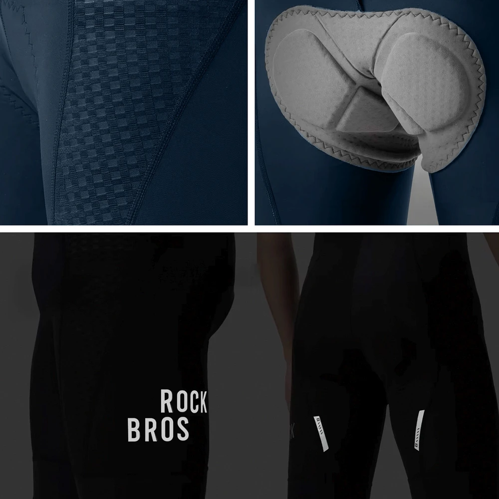 Rockbros YDDK009 Men's Cycling Bib Shorts with Pad Size XL - Dark Mėlyna