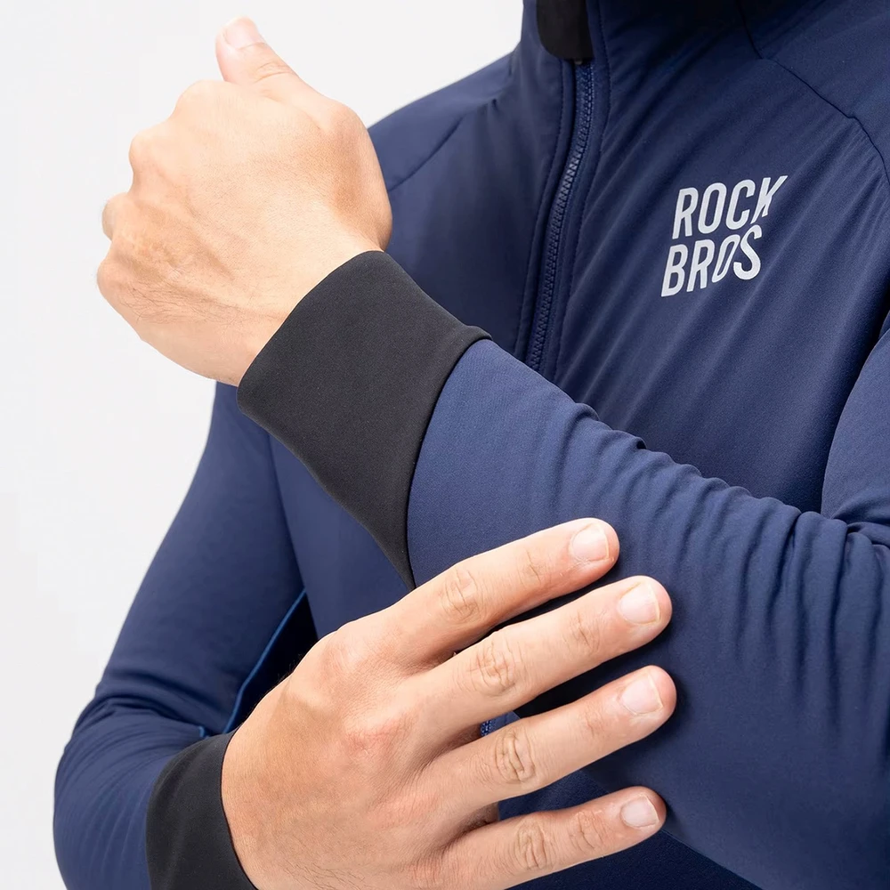 Rockbros YDWT014 Žieminė flisinė dvisluoksnė dviratininko striukė, L dydis - Mėlyna