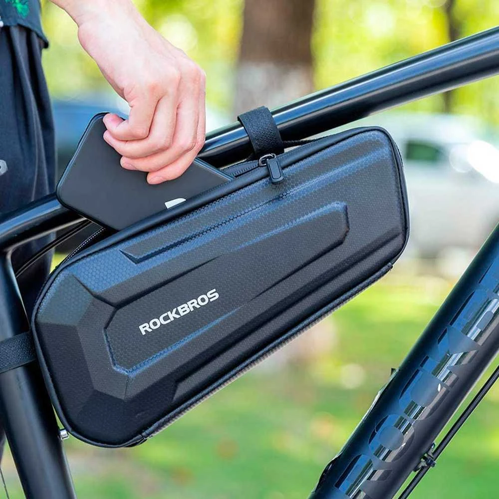 Rockbros B66 waterproof dviračio krepšys for frame – juodos spalvos
