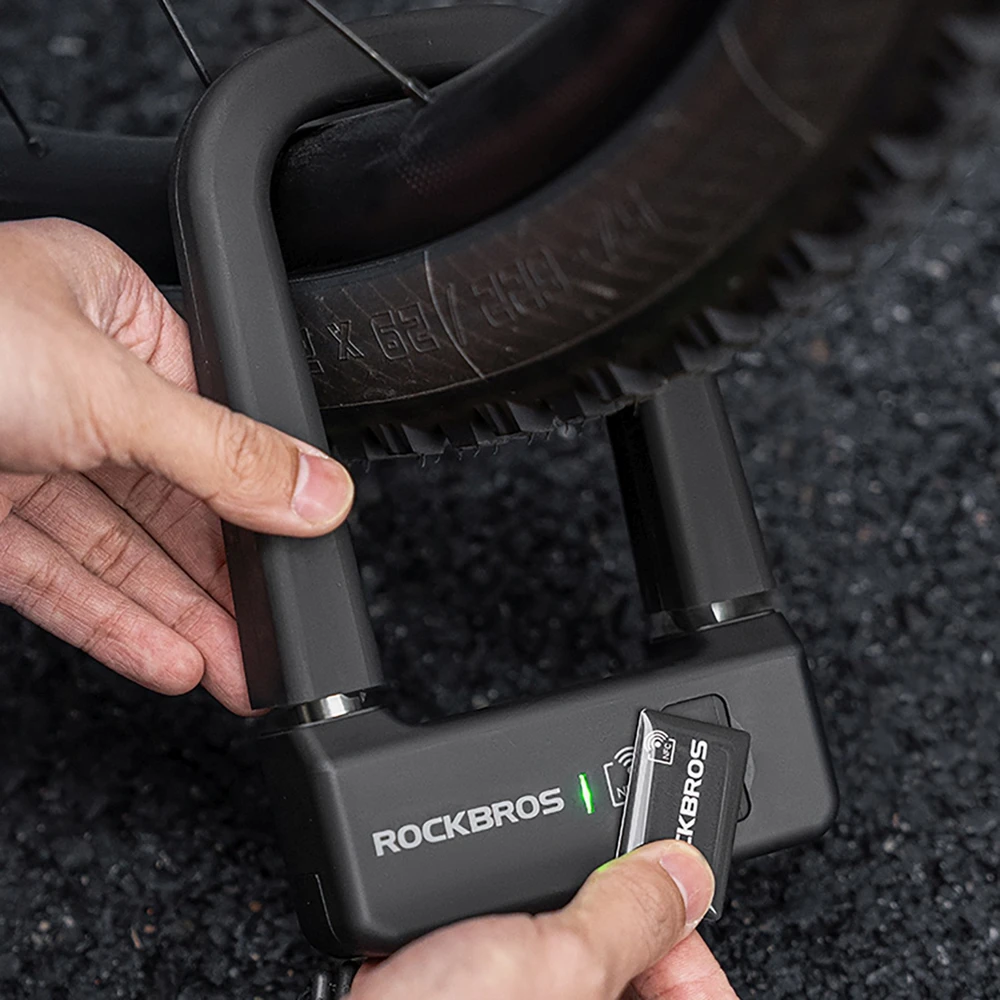 Rockbros RBNS1 išmanioji dviračio spyna su NFC skaitytuvu - Juodas