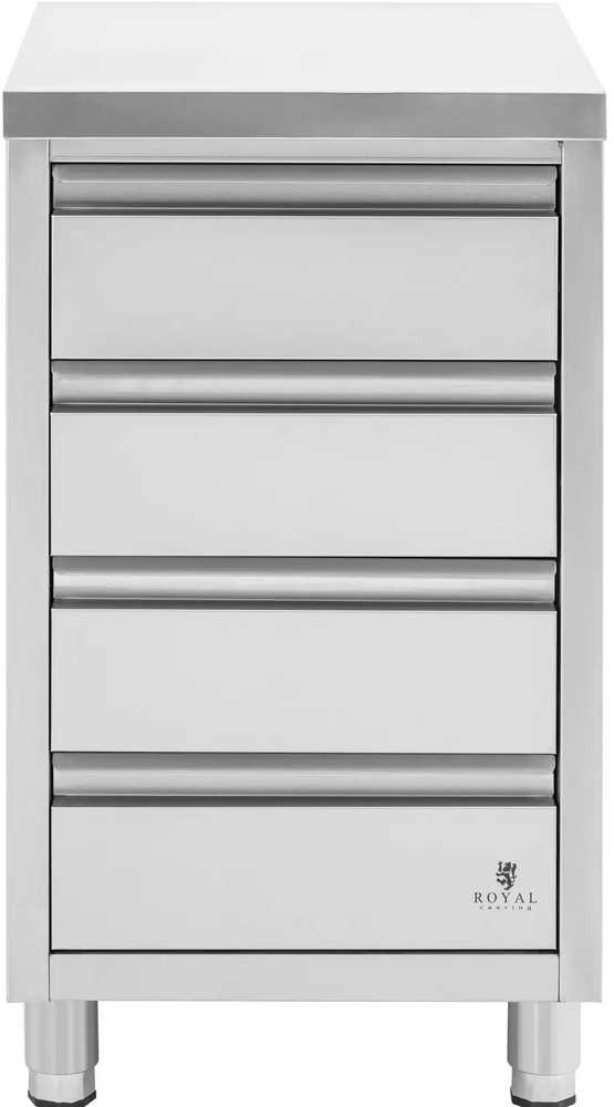 Royal Catering Atskirai pastatoma maitinimo spinta su 4 stalčiais, PLIENAS, 50 x 60 x 87 cm