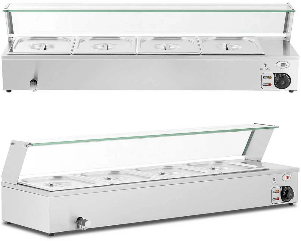 Royal Catering Bain-marie maisto šildomasis bufetas su dangteliu 4 x GN 1/2 2000 W