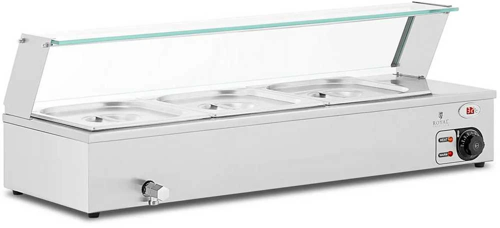 Royal Catering Bain-marie maisto šildomasis bufetas su dangteliu 3 x GN 1/2 2000 W