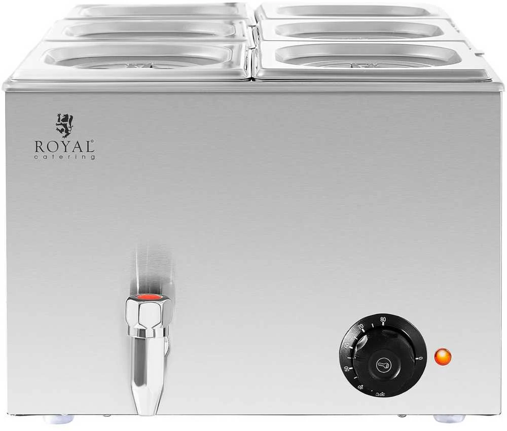 Royal Catering Bain-marie maisto šildytuvas šildymo bufetas 6 x GN 1/6 600 W