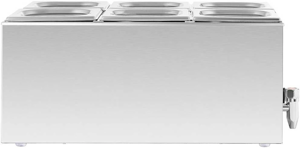 Royal Catering Bain-marie maisto šildytuvas šildymo bufetas 6 x GN 1/6 600 W
