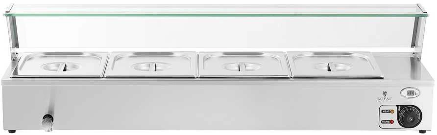 Royal Catering Bain-marie maisto šildomasis bufetas su dangteliu 4 x GN 1/2 2000 W