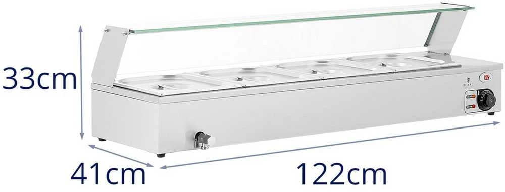 Royal Catering Bain-marie maisto šildomasis bufetas su dangteliu 4 x GN 1/2 2000 W