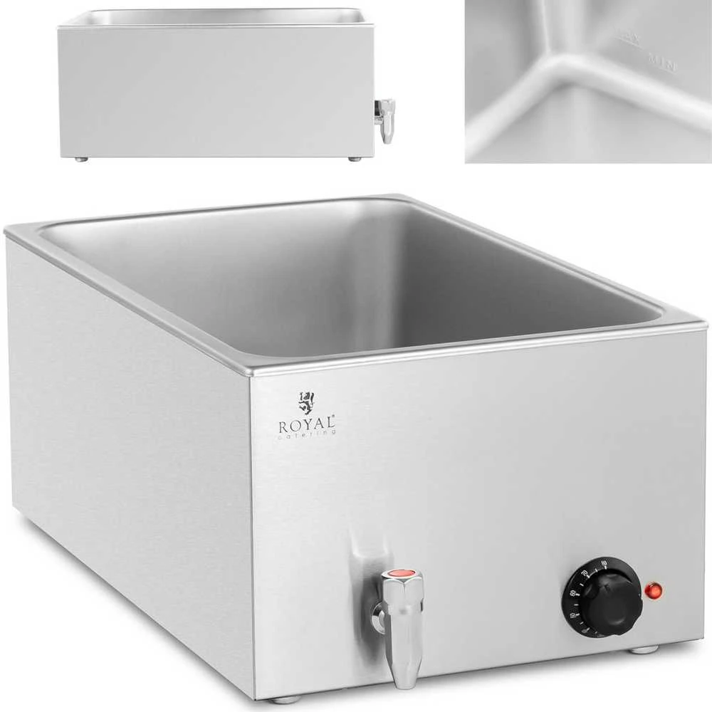 Royal Catering Bain-marie elektrinis šildytuvas su čiaupu GN 1/1 konteineriams 600 W