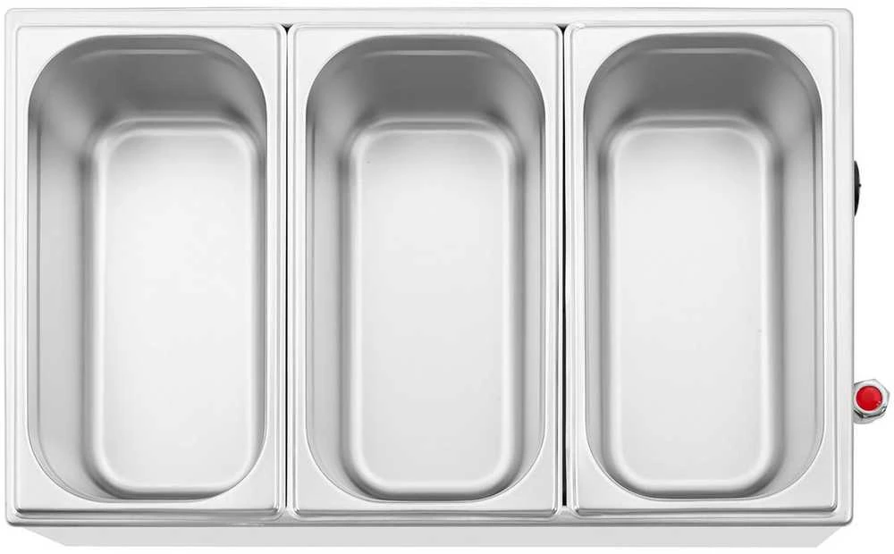 Royal Catering Bain-marie elektrinis šildytuvas su čiaupu 3 x GN 1/3 600 W