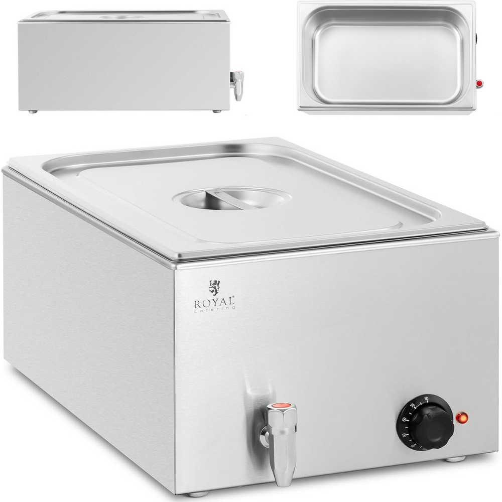 Royal Catering Bain-marie elektrinis šildytuvas su čiaupu GN 1/1 600 W