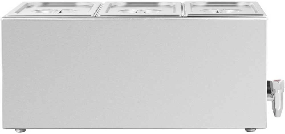Royal Catering Bain-marie elektrinis šildytuvas su čiaupu 3 x GN 1/3 600 W