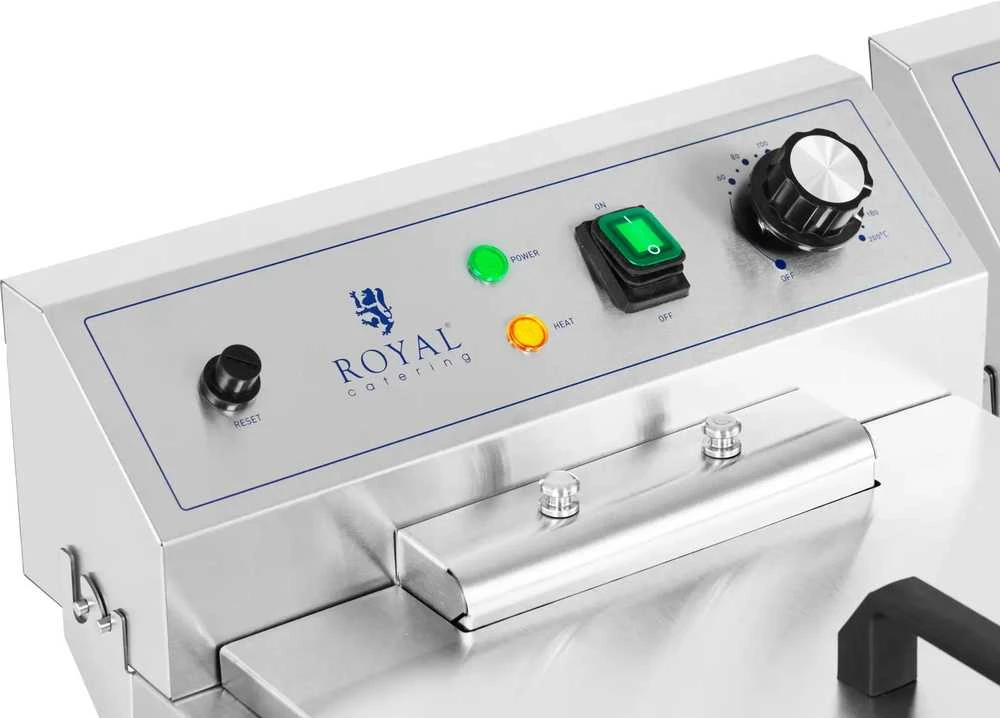 Royal Catering Dviguba atskirai pastatoma elektrinė gruzdintuvė su spintele 400 V 10000 W 26 l