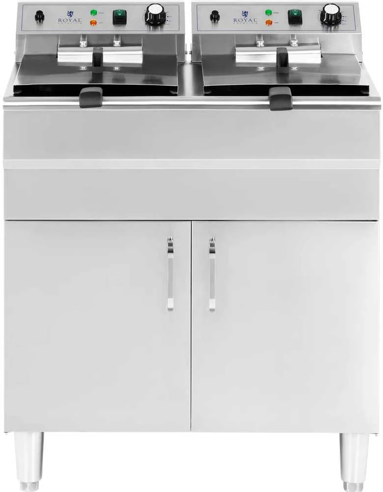 Royal Catering Dviguba atskirai pastatoma elektrinė gruzdintuvė su spintele 400 V 10000 W 26 l