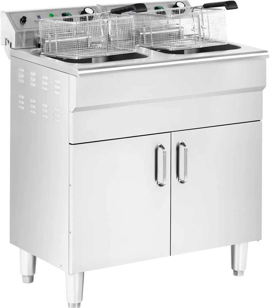 Royal Catering Dviguba atskirai pastatoma elektrinė gruzdintuvė su spintele 400 V 10000 W 26 l