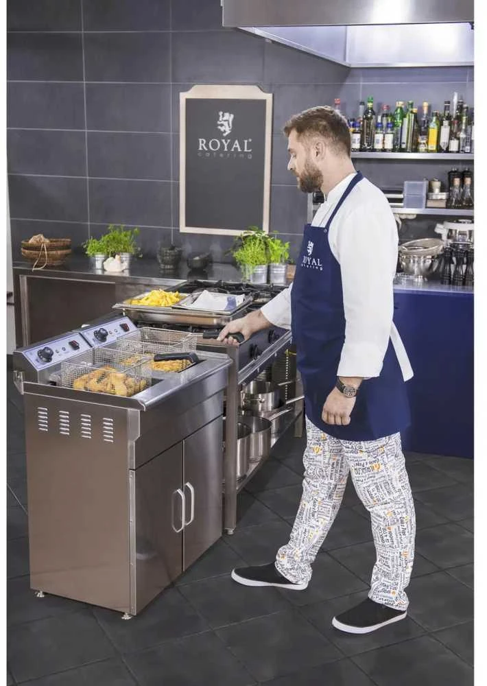 Royal Catering Dviguba dviejų kamerų gruzdintuvė su spintele 400V - 2x10L
