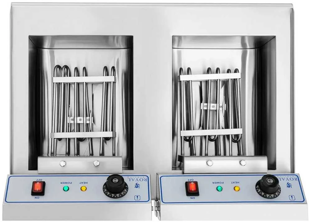 Royal Catering Dviguba dviejų kamerų gruzdintuvė su spintele 400V - 2x10L