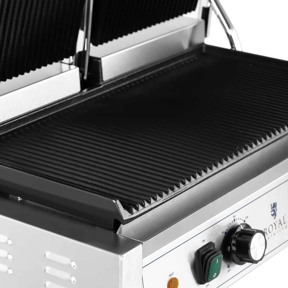 Royal Catering Dvipusės kontaktinės grotelės su grioveliais 3600 W