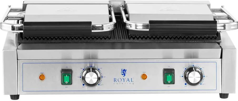 Royal Catering Dvipusės kontaktinės grotelės su grioveliais 3600 W