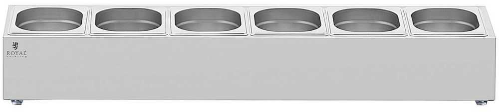 Royal Catering Vitrinos stendas maitinimo indams 6 x GN 1/6 11,4 l + konteineriai su dangteliais