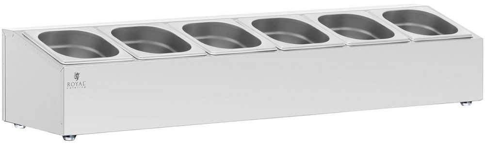 Royal Catering Vitrinos stendas maitinimo indams 6 x GN 1/6 11,4 l + konteineriai su dangteliais