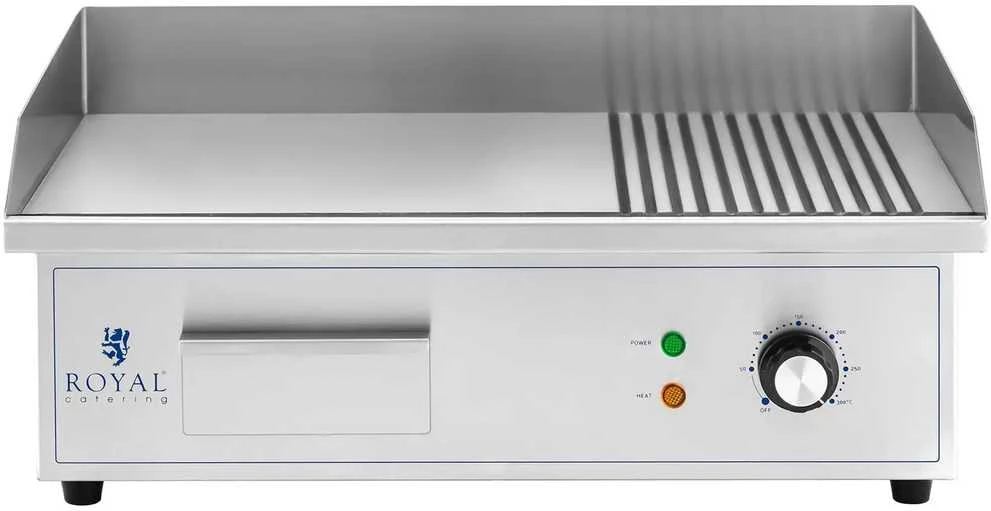 Royal Catering Elektrinė kepsninė, lygi, griovelio plokštė, 548 x 350 mm, 3000 W