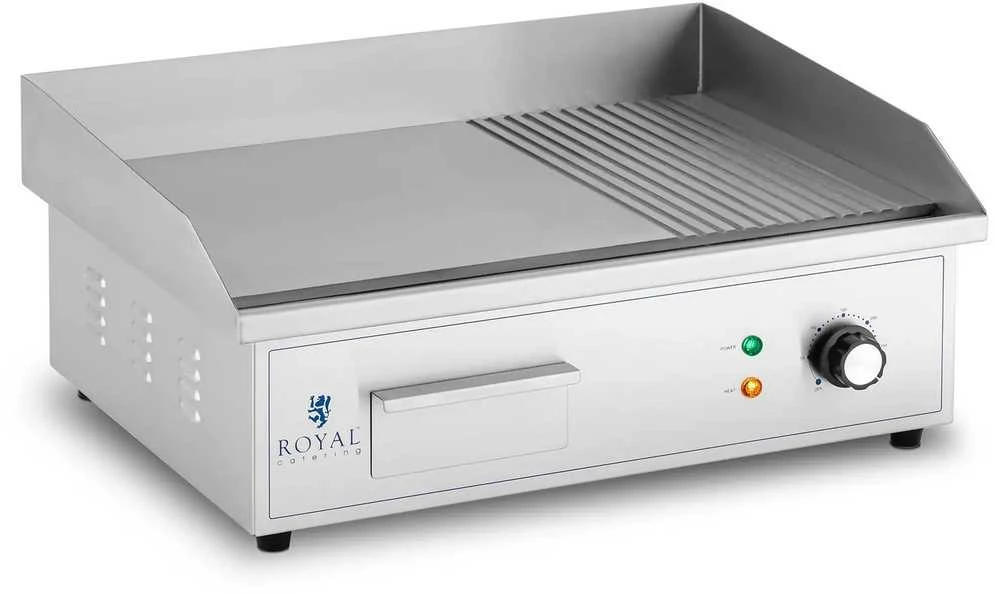 Royal Catering Elektrinė kepsninė, lygi, griovelio plokštė, 548 x 350 mm, 3000 W