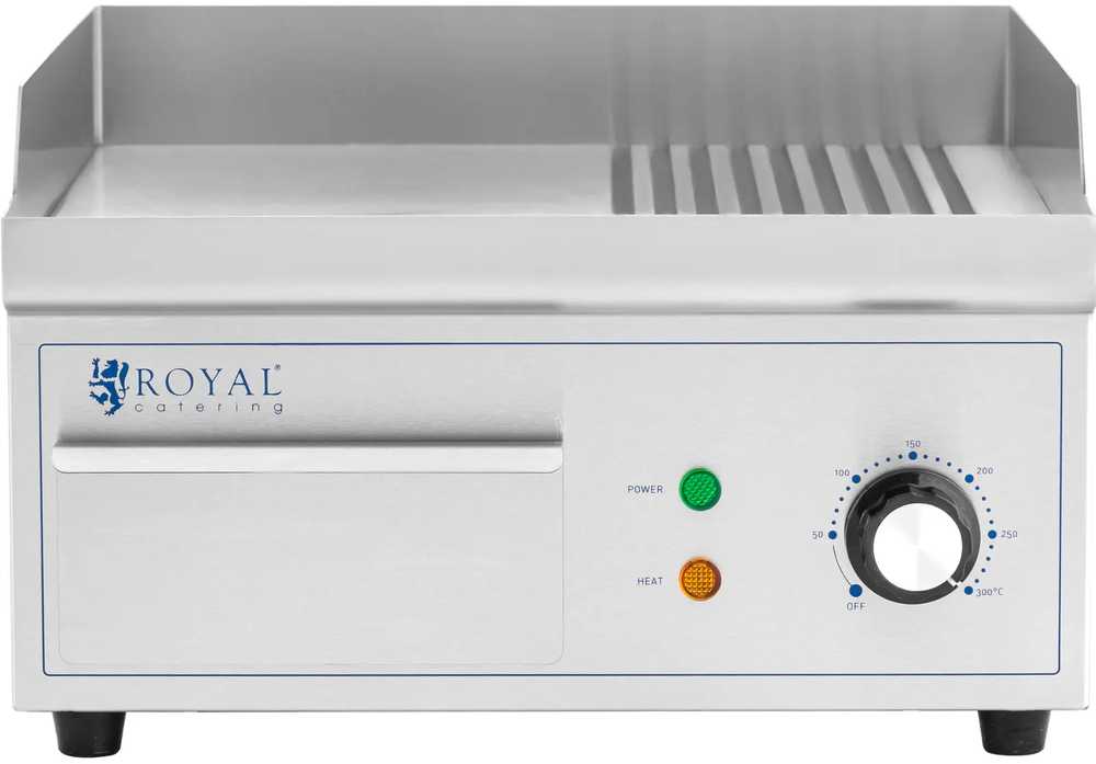Royal Catering Elektrinė kepsninė, lygi, griovelio grotelių plokštė, 360 x 380 mm, 2000 W