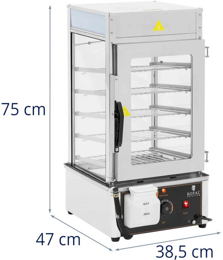Royal Catering Koldūnų garintuvas, 5 grotelės, 30–110 °C, 37 l, 1250 W