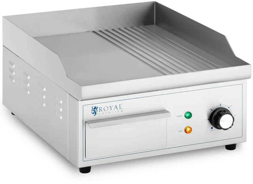Royal Catering Elektrinė kepsninė, lygi, griovelio grotelių plokštė, 360 x 380 mm, 2000 W