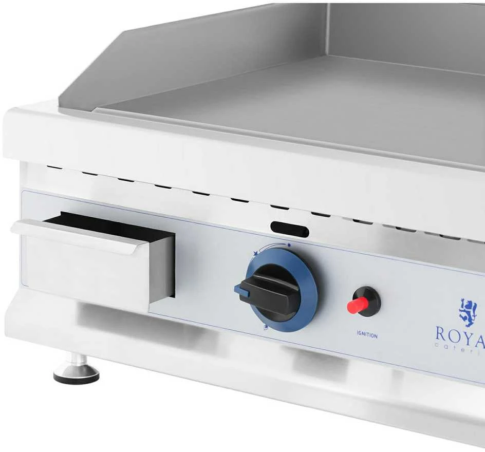 Royal Catering Dvigubas lygus reguliuojamas nerūdijančio plieno dujinis grilis gamtinėms dujoms 2x 3,1 kW 0,02 baro 74,5 x 40 cm