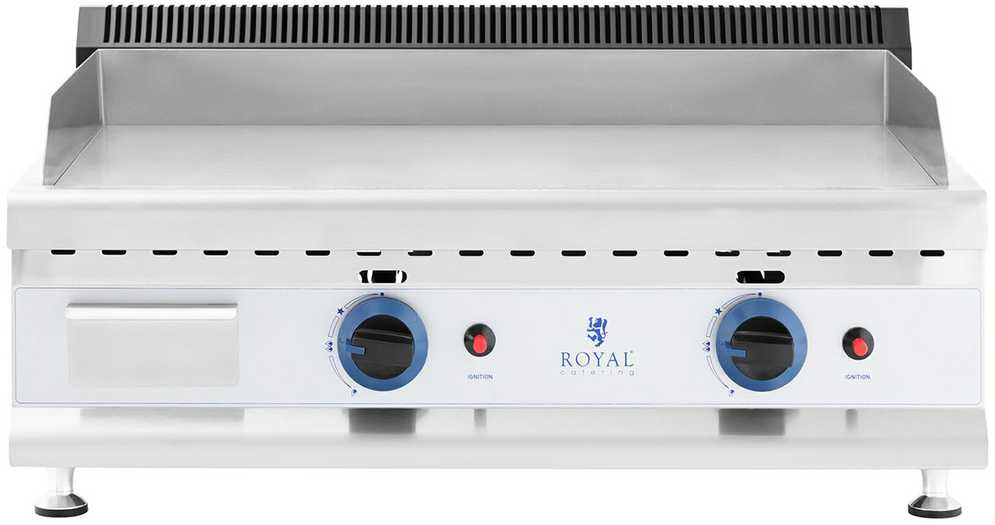 Royal Catering Dvigubas lygus reguliuojamas nerūdijančio plieno dujinis grilis gamtinėms dujoms 2x 3,1 kW 0,02 baro 60 x 40 cm