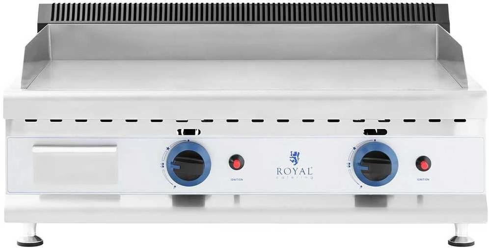 Royal Catering Dvigubas lygus reguliuojamas nerūdijančio plieno dujinis grilis gamtinėms dujoms 2x 3,1 kW 0,02 baro 74,5 x 40 cm