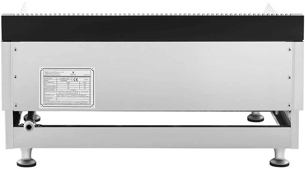 Royal Catering Dvigubas lygias, griovelis, nerūdijančio plieno dujinis grilis gamtinėms dujoms 2x 3,1 kW 0,02 baro 60 x 40 cm