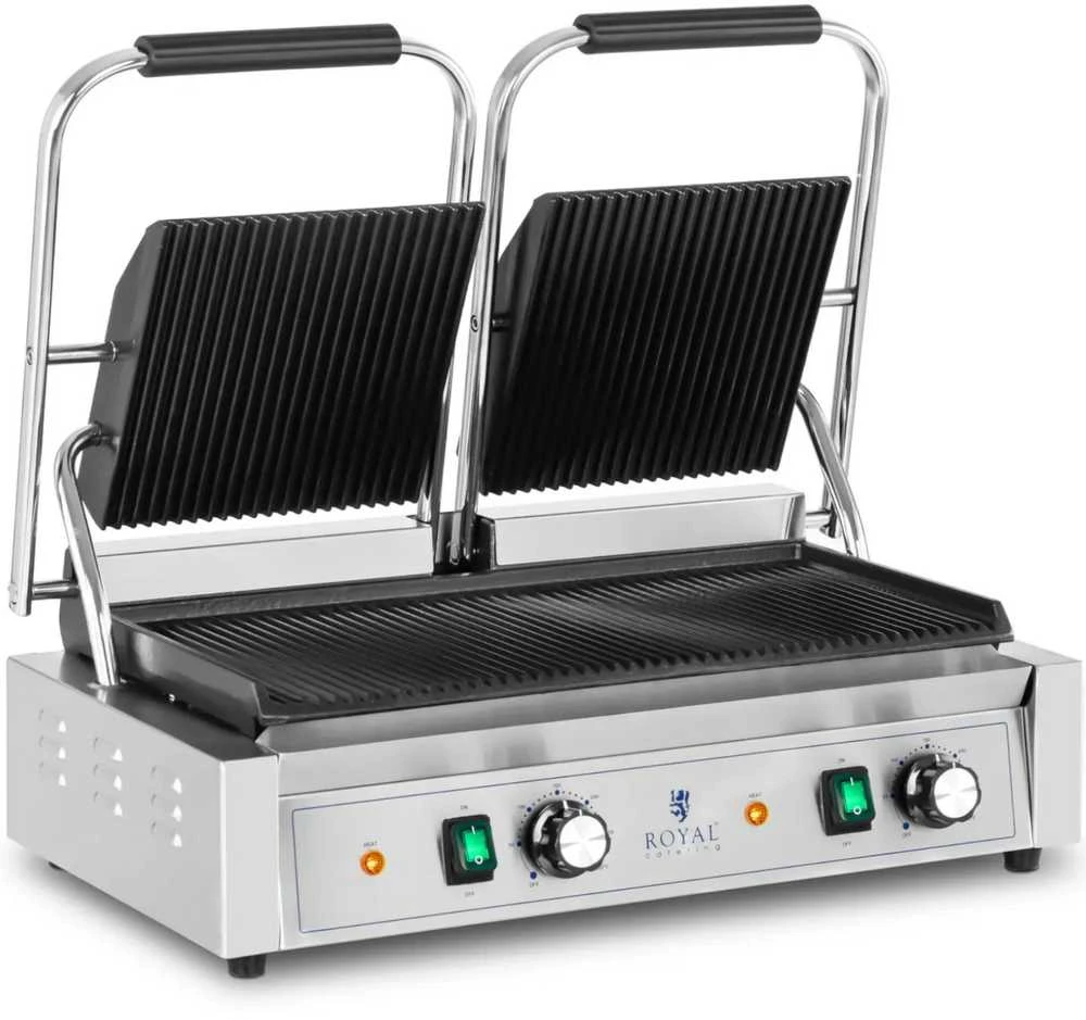 Royal Catering Dvipusės kontaktinės grotelės su grioveliais 3600 W