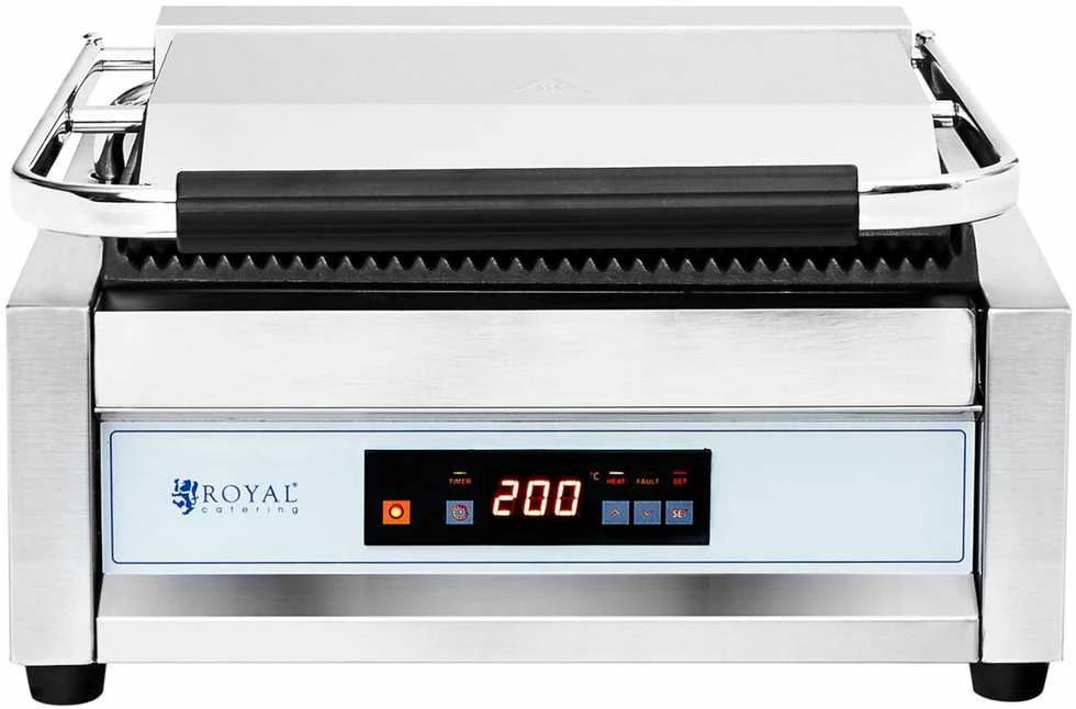 Royal Catering Elektroniniu būdu valdomos griovelinės kontaktinės grotelės 34 x 23 cm 2200 W