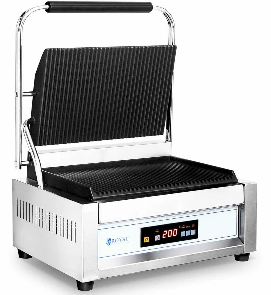 Royal Catering Elektroniniu būdu valdomos griovelinės kontaktinės grotelės 34 x 23 cm 2200 W