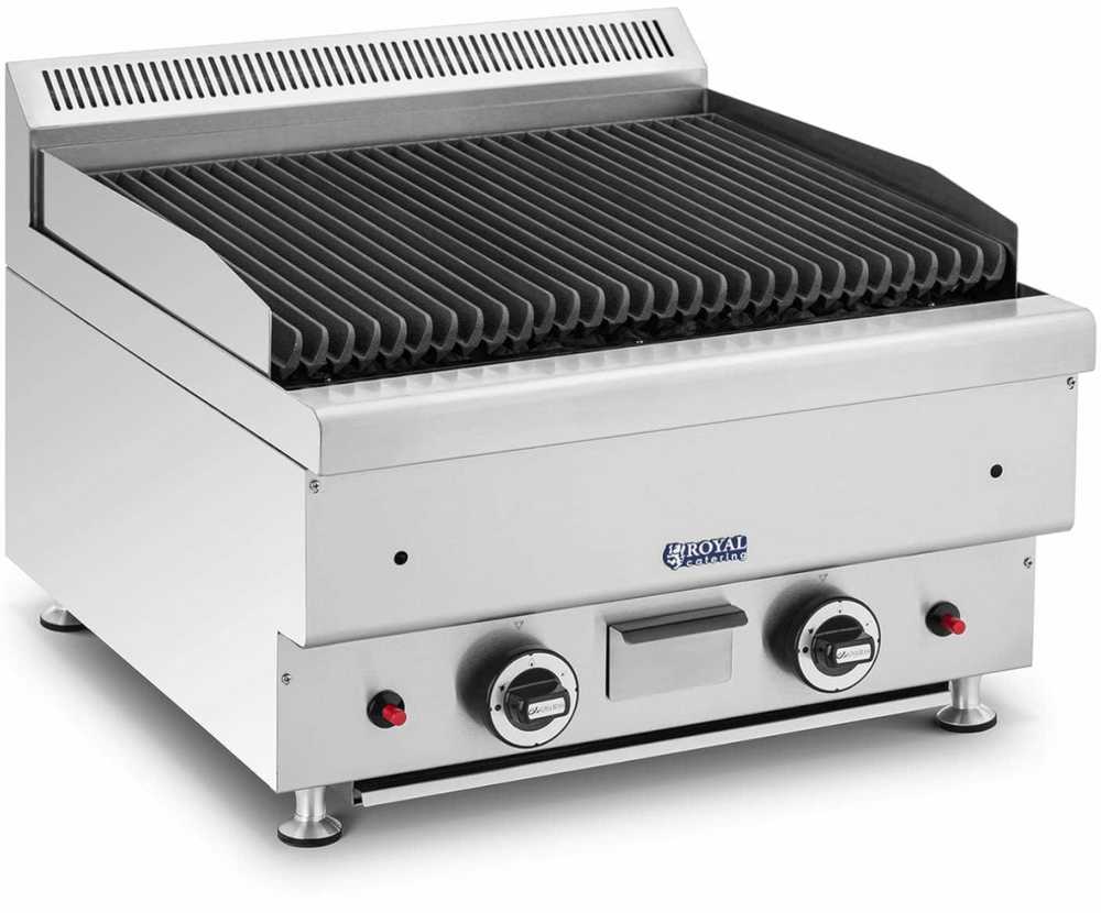 Royal Catering Lava grilis gamtinėms dujoms, griovelis, 50 x 47 cm, 2 x 7200 W