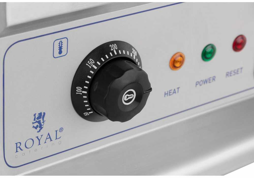 Royal Catering Kepsninė dviguba lygi, grioveliais grioveliais su riebalų stalčiumi 230 V 2x 3200 W