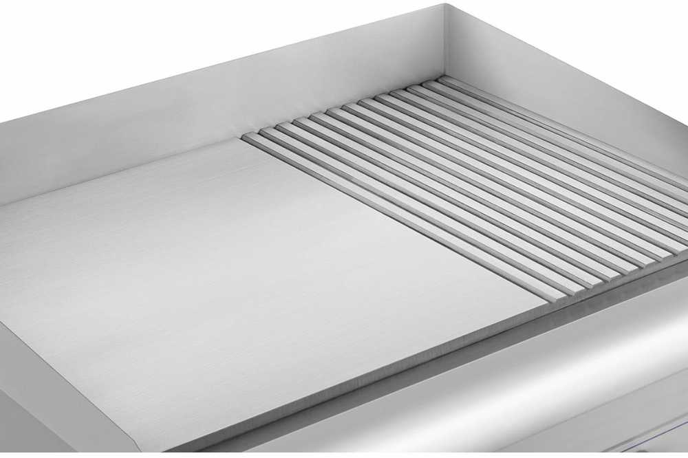 Royal Catering Kepsninė dviguba lygi, grioveliais grioveliais su riebalų stalčiumi 230 V 2x 3200 W
