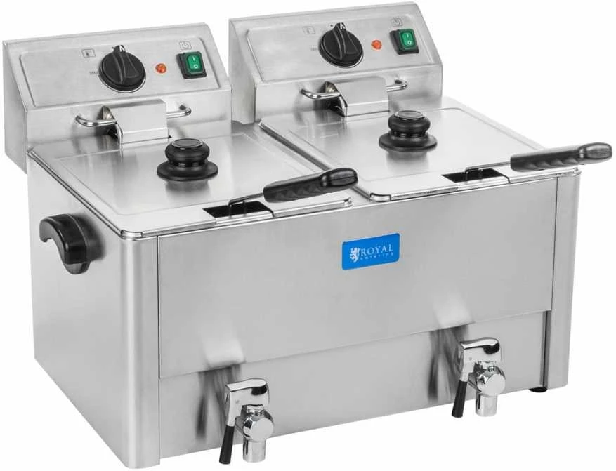 Royal Catering Gruzdintuvė elektrinis dvivietis su išleidimo čiaupais termostatas EGO 2x8L