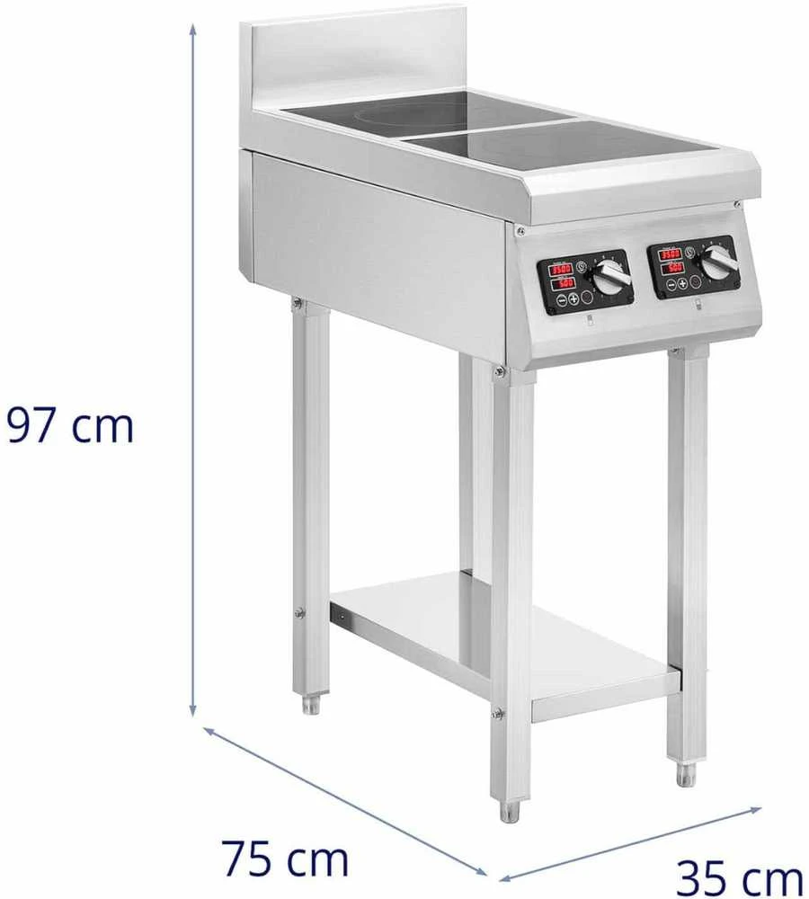 Royal Catering 2 degiklių laisvai pastatoma indukcinė viryklė 400 V 2 x 3500 W