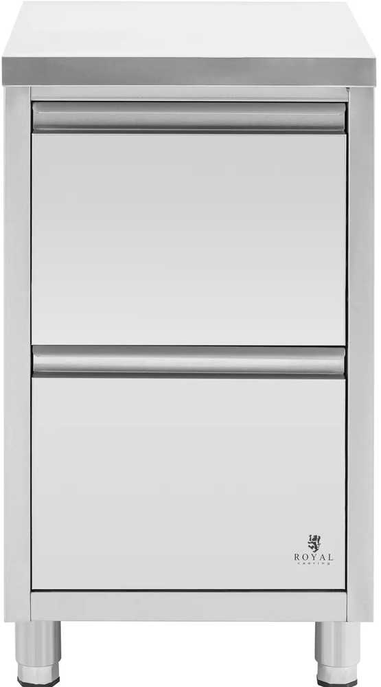 Royal Catering Laisvai pastatoma maitinimo spinta su 2 stalčiais, PLIENAS, 50 x 60 x 87 cm