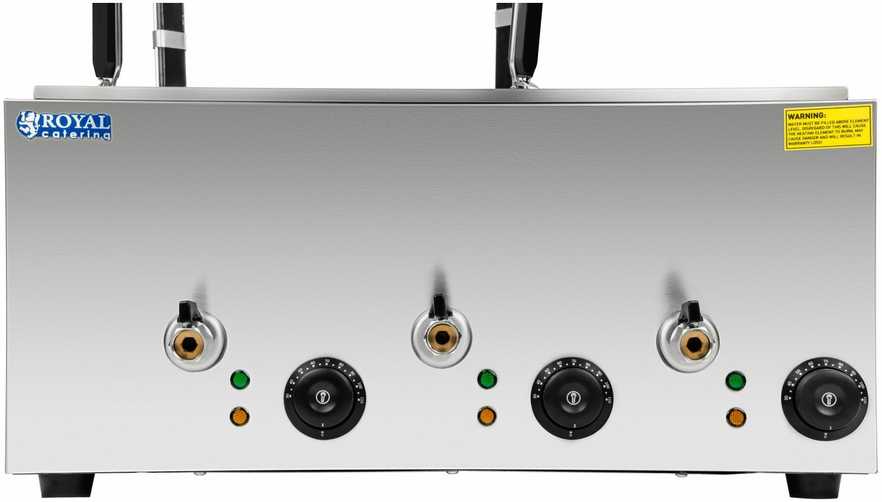 Royal Catering makaronų gaminimo aparatas, viryklė makaronams ir koldūnams virti su bain marie, 3 kameros su čiaupais