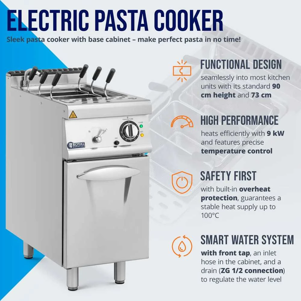 Royal Catering Makaronų viryklė, elektrinė, laisvai pastatoma, 400 V, 9 kW