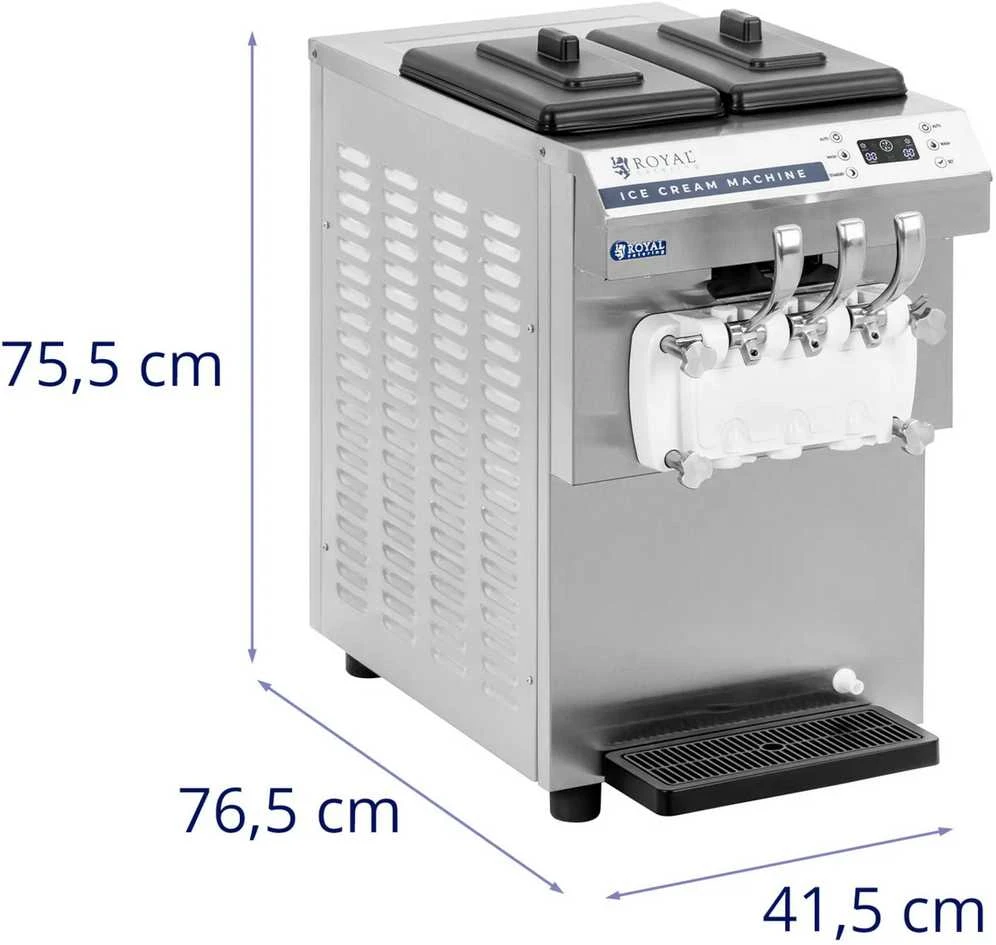 Royal Catering Itališkas ledų aparatas 1350 W 16 l/h - 3 skonių