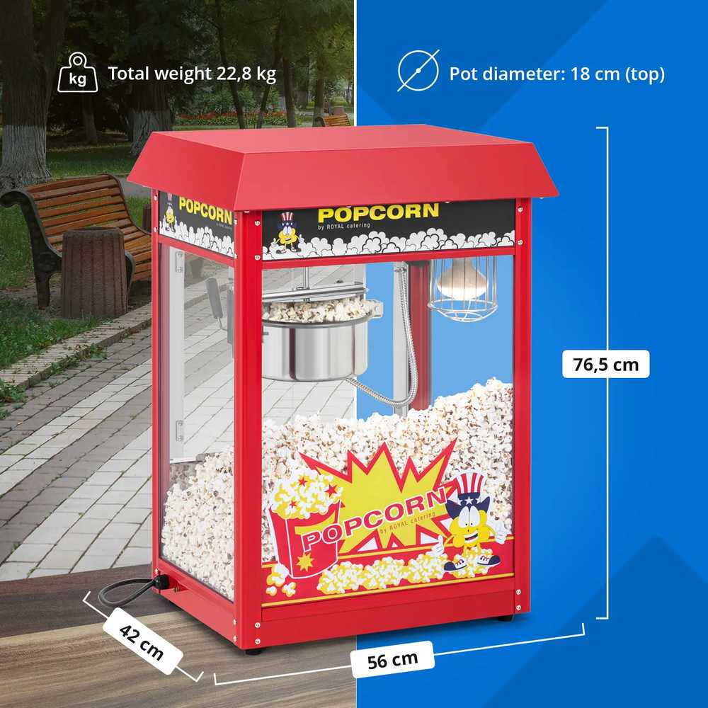 Royal Catering Retro stiliaus spragėsių sprogdiklis 1500 W 5kg/val. – raudonas