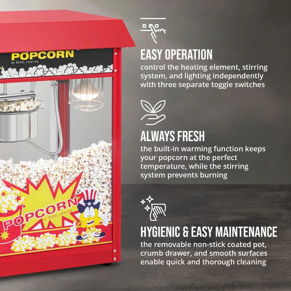 Royal Catering Retro stiliaus spragėsių sprogdiklis 1500 W 5kg/val. – raudonas
