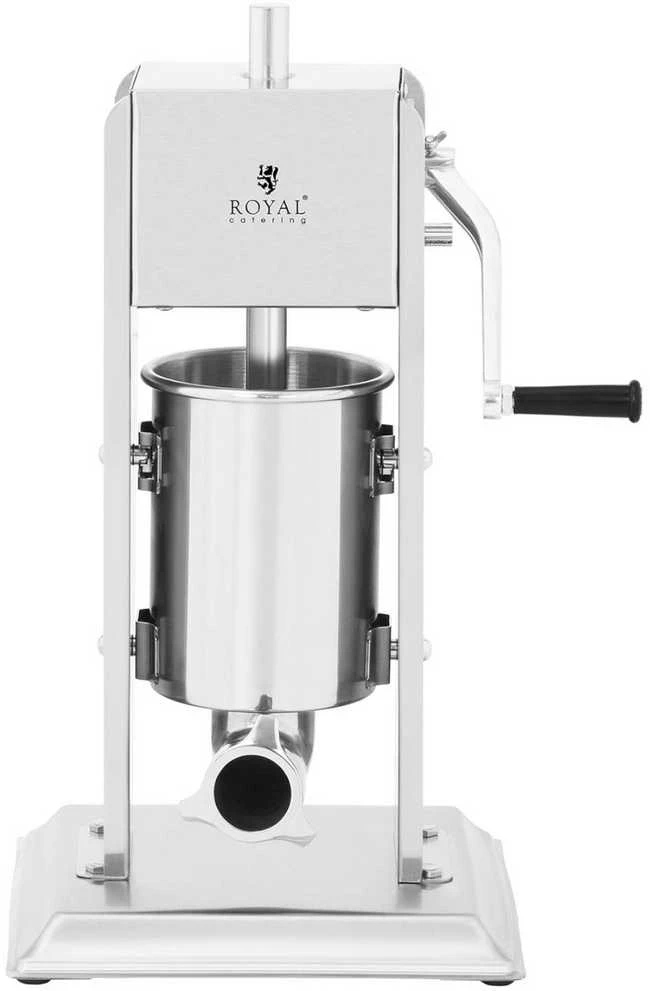 Royal Catering Užpildas dešrų įdaru vertikalus rankinis nerūdijančio plieno 3 l + 4 piltuvėliai
