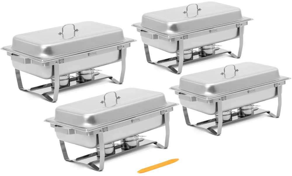 Royal Catering Buffet bain-marie maisto šildytuvas pastai GN 1/1 7,5 l PLIENAS - rinkinyje 4 vnt.