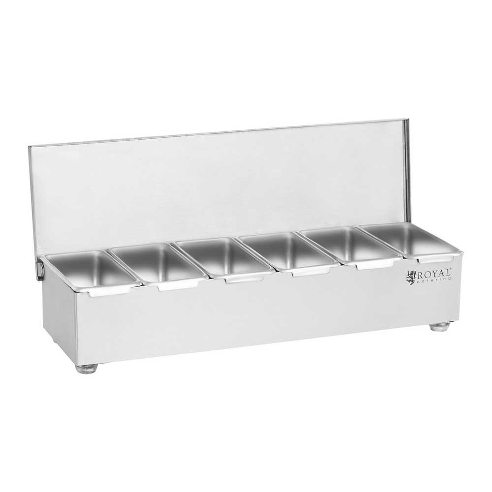 Royal Catering Barmeno indas gėrimų priedams + 6 indų įdėklai, nerūdijantis plienas